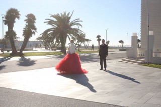 Nozze Davide e Lisa foto esterni Viale Margherita Viareggio,abito sposa Le Spose Viareggio